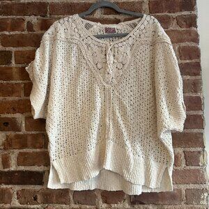 Anthropologie Rosie Neira Anthropologie Ivory Crochet Sweater Sz S